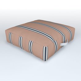 Stripes - Rose Tan, Naval and Alabaster White Outdoor Floor Cushion