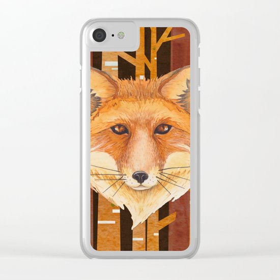 Fox Wild animal in the forest- abstract artwork #Society6 Clear iPhone Case