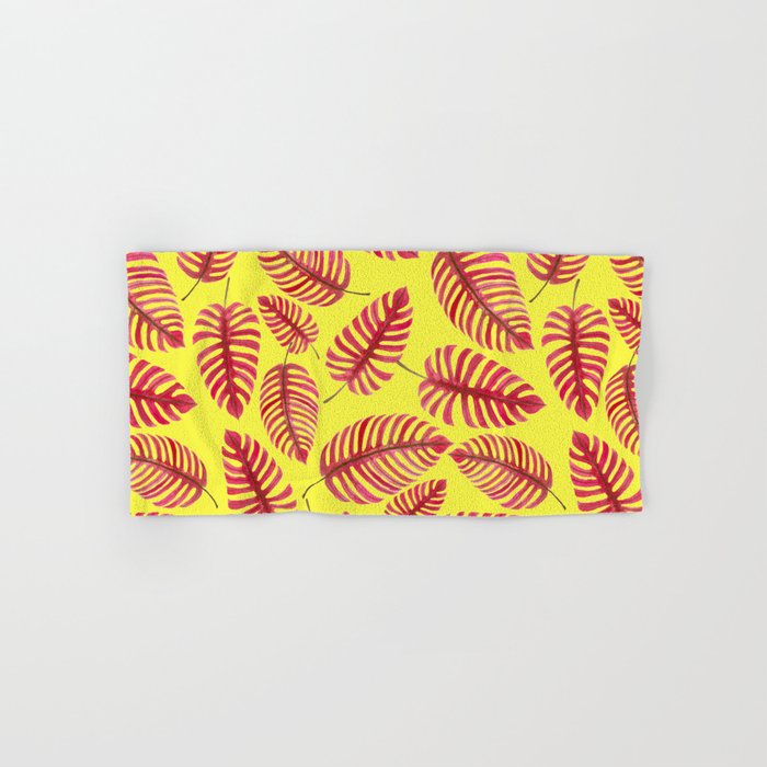 Monstera leaves, tropical watercolor pattern Hand & Bath Towel