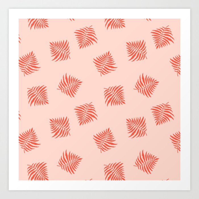 Abstract Leaf Pattern pink Art Print