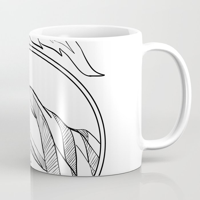 Hand Holding Statue of Liberty Torch Drawing Black and White Coffee Mug