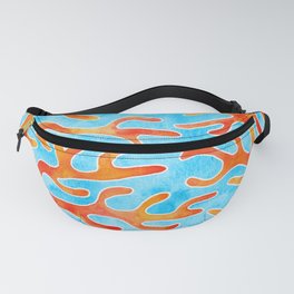 Coral - Turquoise Background Fanny Pack