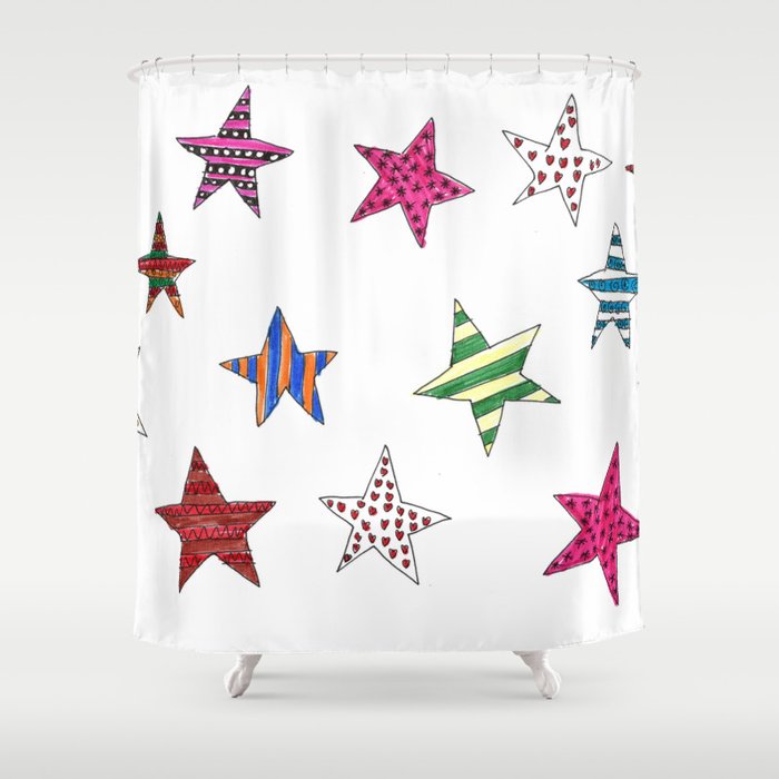 Shiny Christmas Stars - Xmas Decoration Shower Curtain