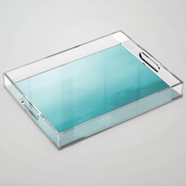 Aqua Teal Turquoise Watercolor Ombre Gradient Blend Abstract Art - Aquarium SW 6767 Acrylic Tray
