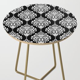 Black Monochrome Damask Pattern Side Table