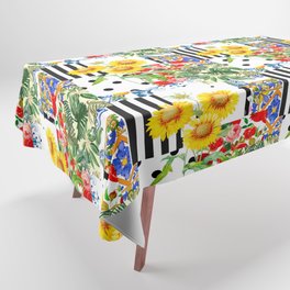 Italian,Sicilian art,patchwork,summer Flowers Tablecloth