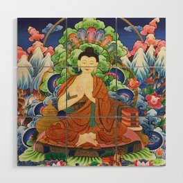 Lord Maitreya Buddhist Thangka Painting  Wood Wall Art