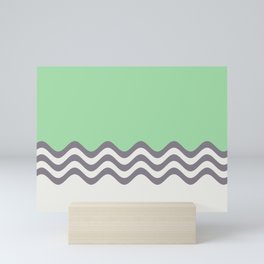 Pastel Green, Gray & Linen White Wavy Stripes 2 Pairs to Coloro 2020 Color of the Year Neo Mint Mini Art Print