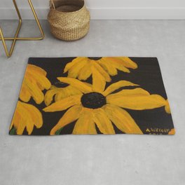 Summer Gold Rug | Painting, Nature, Gold, Acrylic, Rudebekia, Yellow, Floral 