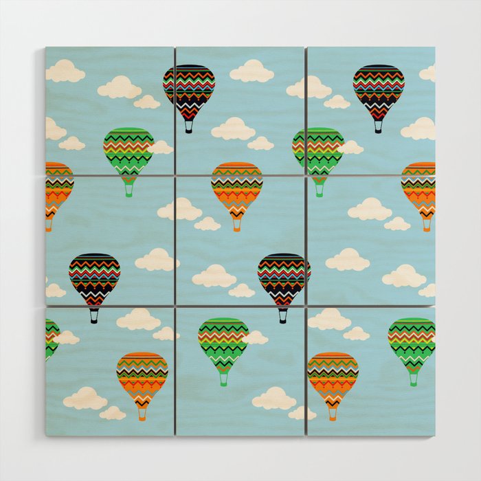 Hot air balloons and clouds Wood Wall Art