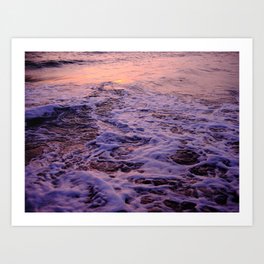 Water Washing Up On The Sand During Sunrise Art Print