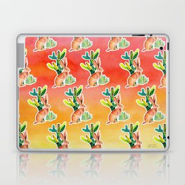 Hare and Cactus - Sunset Ombre Background Laptop Skin