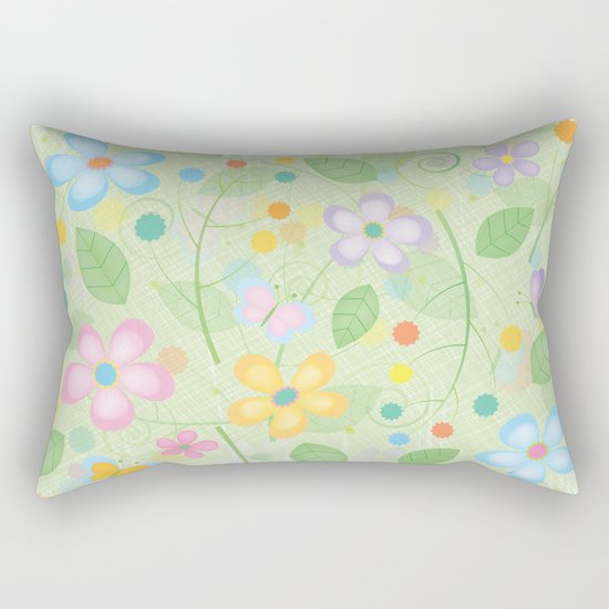 Floral and Butterfly Pattern - Spring Blossom Rectangular Pillow