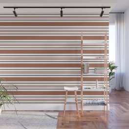 Sherwin Williams Cavern Clay SW7701 Tri-color Thick and Thin Horizontal Lines Bold Stripes Wall Mural