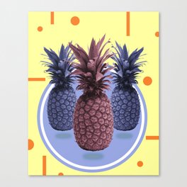 Pineapple Print - Tropical Decor - Botanical Print - Pineapple Wall Art - Yellow, Blue - Minimal Canvas Print
