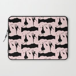 Two ballerina figures in black on pink paper Laptop Sleeve