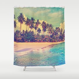 Paradise nature, sea and hotel house on the tropical beach.  Shower Curtain