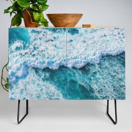 Turquoise Blue Ocean Waves Credenza