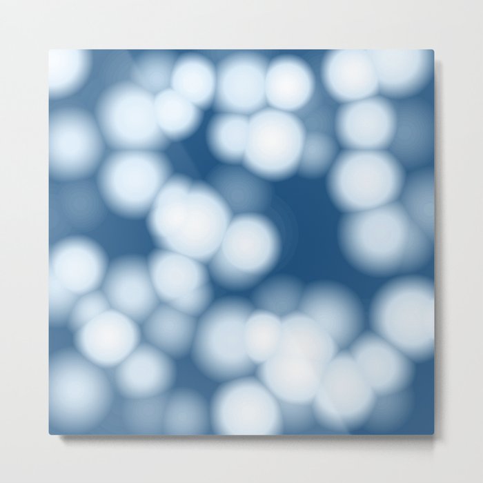 Meditative Blurry Lights in Calming Blue Ombre Metal Print