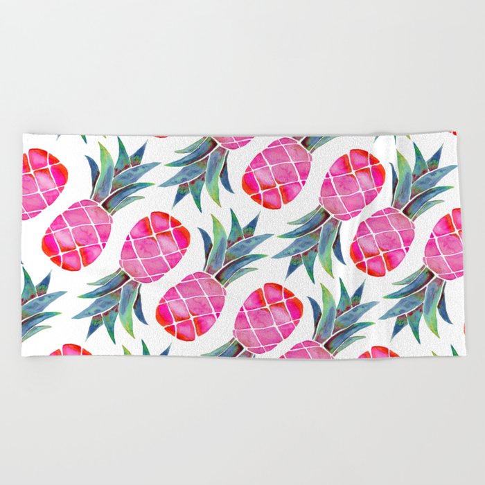 Pineapples - Pink Beach Towel
