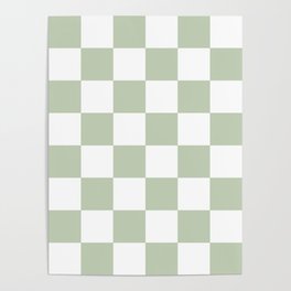 Green & White Checkered Pattern Poster