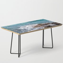 Blue Aegean Sea And Volcanic Rock Formation Photography  Coffee Table