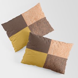 Fall Mustard Orange Golden Brown Checkered Gingham Patchwork Color Pillow Sham