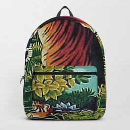 Traumgarten Tiger Riding Ukelele Man by Henri Rousseau Backpack | Dream, Mustache, Painting, Riding, Famous, Man, Henri, Crazy, Traumgarten, Suit 