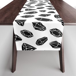 Black and White Minimalist Diamond Pattern Table Runner