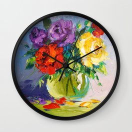 Bright bouquet of roses Wall Clock