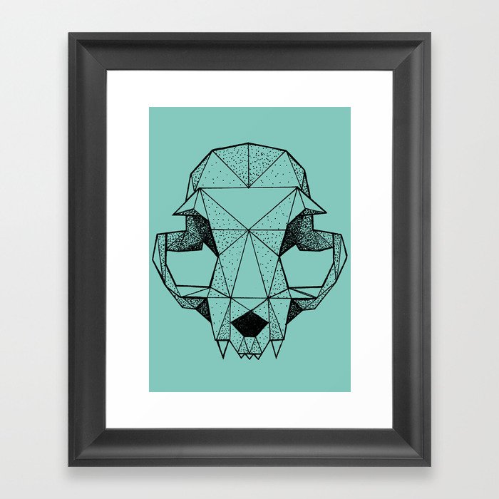Geometric Cat Skull Framed Art Print