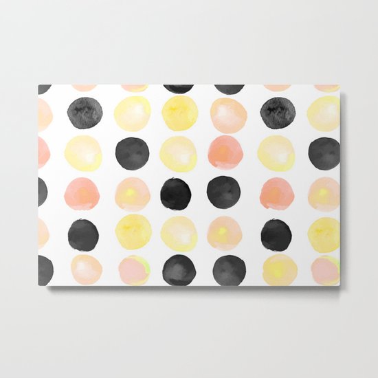 Peach + Coal Dots Metal Print