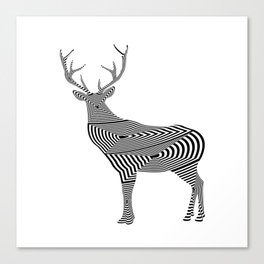 deer in abstract style with black and white lines Canvas Print
