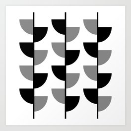 Climbing High - Black & Grey on White - Slices Series Art Print