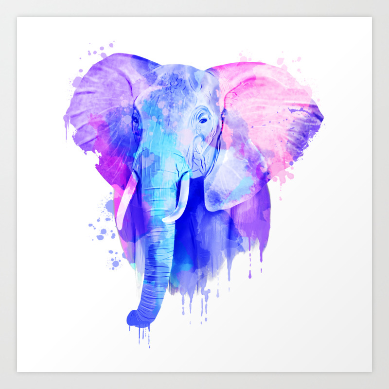 Elephant Watercolor, Animal Watercolor, Watercolor Art Art Print