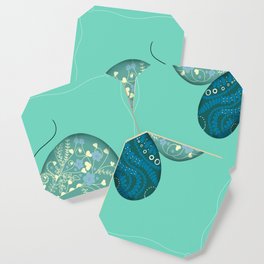 Butterfly Pattern Design Turquoise Floral Illustration  Coaster