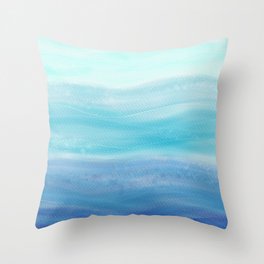 Sea Waves, Abstract Watercolor Painting Throw Pillow