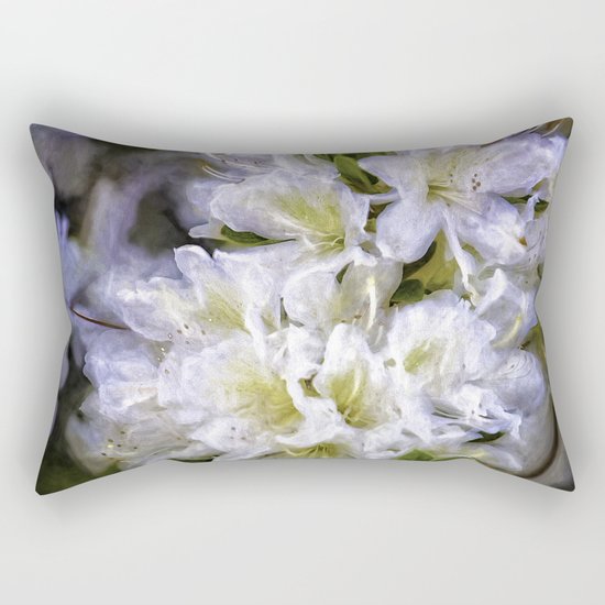 White Rhododendron Rectangular Pillow