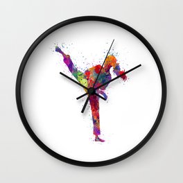 Karete Girl Colorful Watercolor Art Wall Clock | Taekwondoart, Martialartsgift, Girlsroomdecor, Sportsart, Watercolorart, Sportshomedecor, Karateart, Karategirl, Karategift, Martialarts 