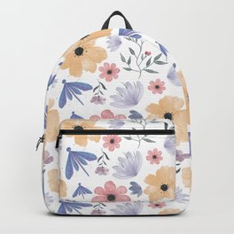 Pink and Orange Floral Pattern with Dragonflies Backpack