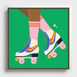 Vintage Roller Skater girl Framed Canvas