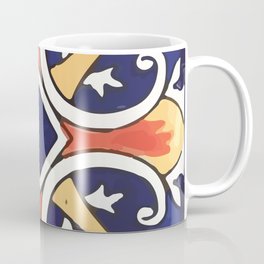 Cruz flor de lis navy blue mexican talavera tile Coffee Mug