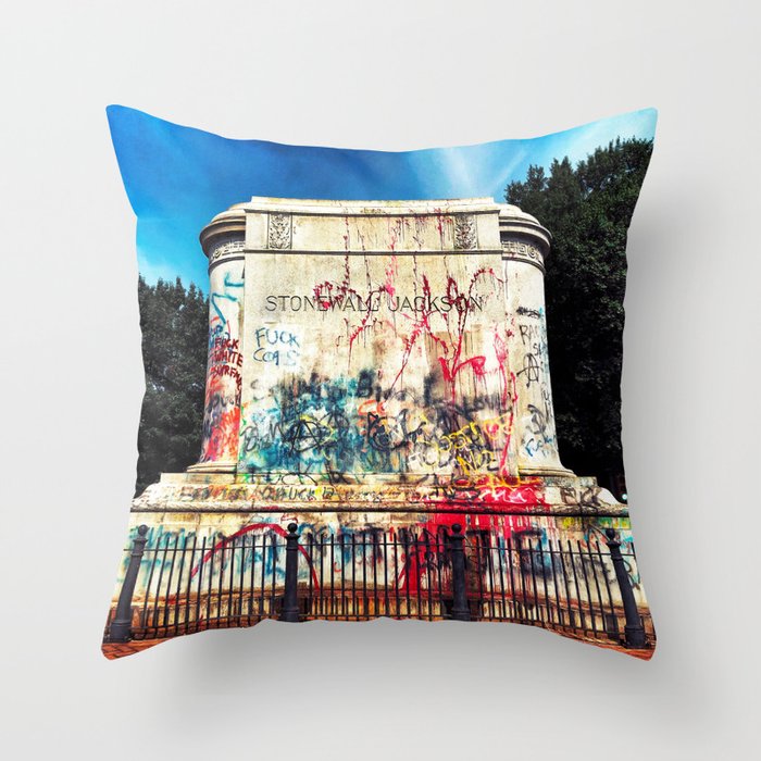 Stonewall Jackson Monument after BLM Protests and Statue was Removed Richmond Virginia Throw Pillow