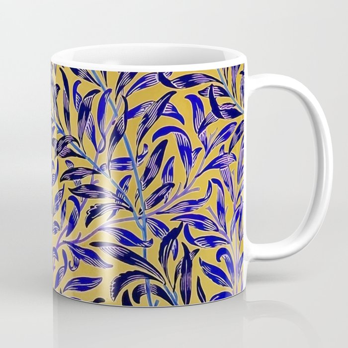 William Morris luxurious blue laurel floral textile print 19th century pattern for duvet, comforter, curtains, pillows, and home and wall decor Coffee Mug