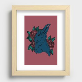 Raven and Flowers Recessed Framed Print