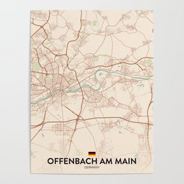 Offenbach am Main, Germany - Vintage City Map Poster
