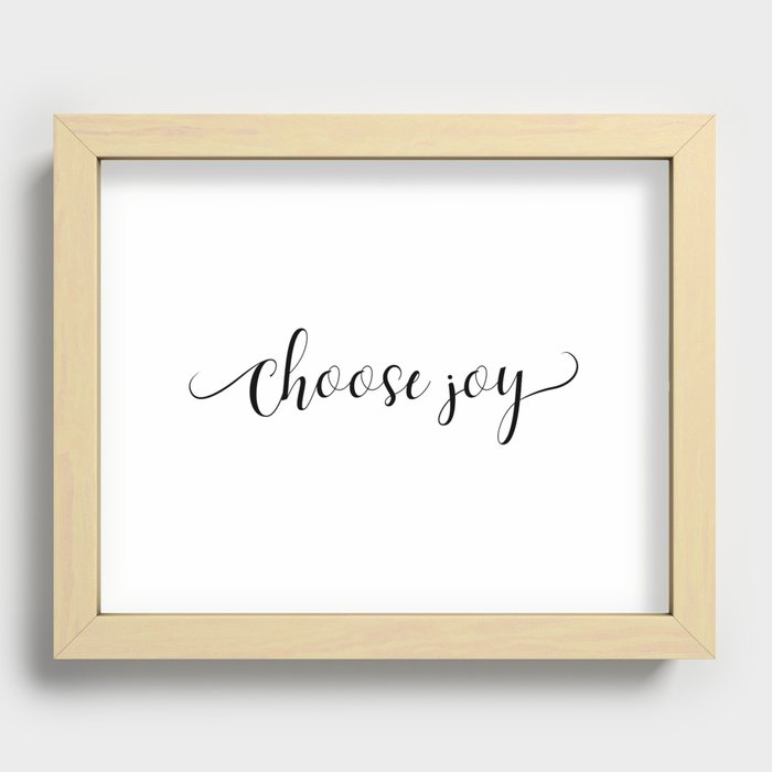 Choose Joy Simple Minimalist Wearable Positivity Script Design Recessed Framed Print