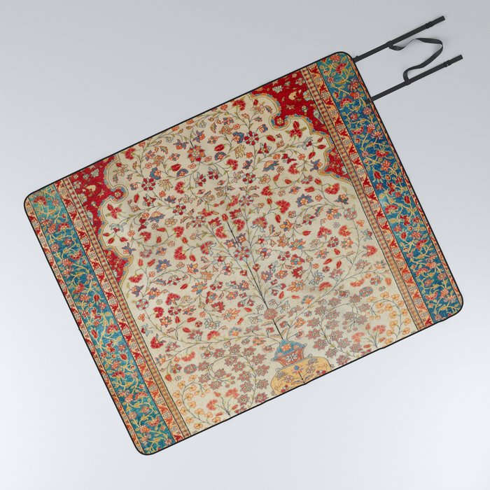Kashan Central Persian Rug Print Picnic Blanket