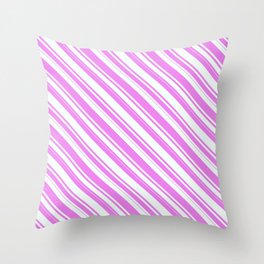 [ Thumbnail: Violet & Mint Cream Colored Striped/Lined Pattern Throw Pillow ]