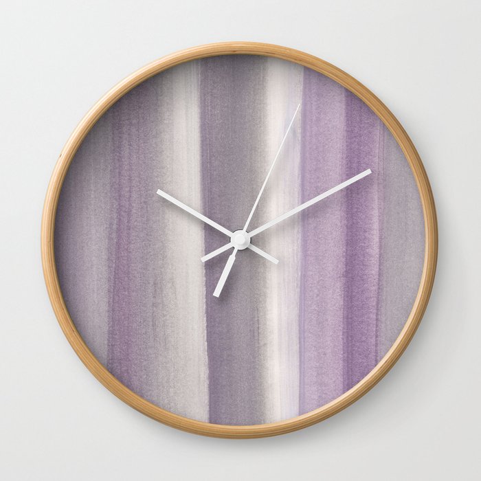Purple Gray Watercolor Dream #1 #painting #decor #art #society6 Wall Clock